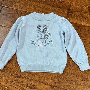 Disney’s Frozen Elsa and Anna  Blue Sweater with Embroidered Design